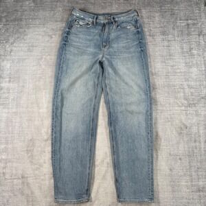 American Eagle Jeans Womens 4 Blue Denim Light Wash Baggy High Rise Cotton